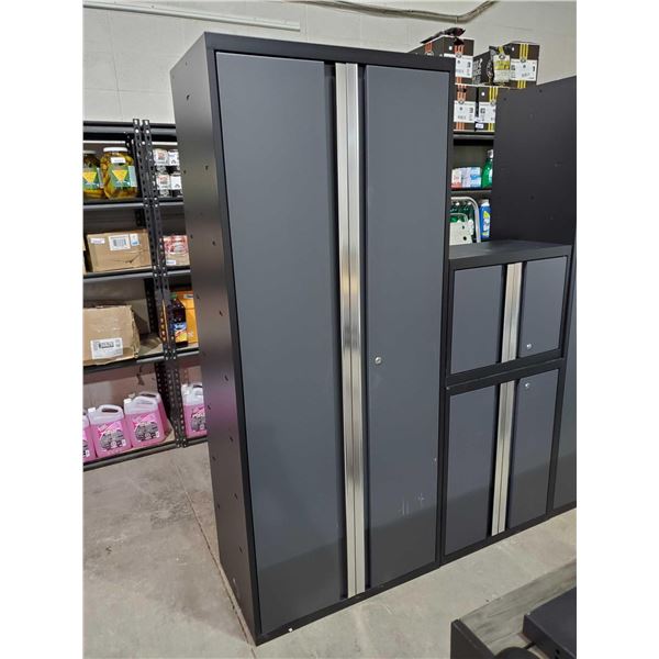 *NEW* 3 Piece Locking Cabinet Set: Black, Grey & Chrome 1 Tall Cabinet, 1 Medium Cabinet, 1 Small Ca