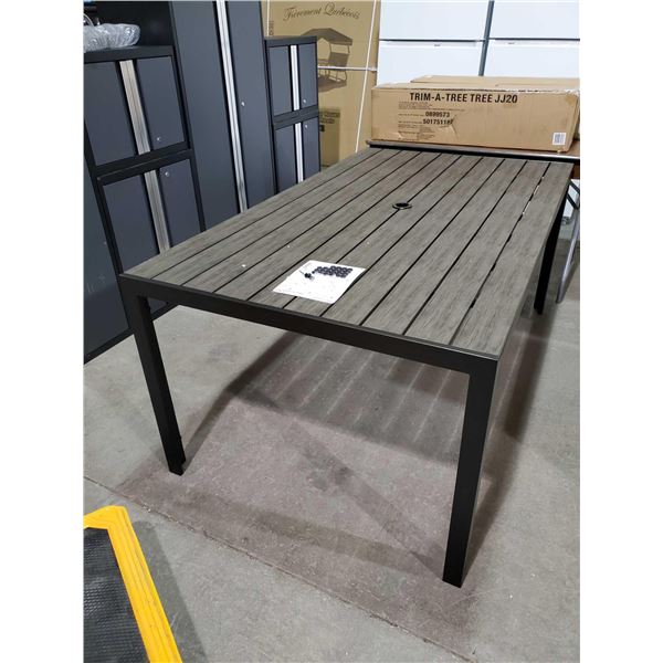 *NEW* Allen + Roth Black Metal  & Composite Wood Patio Table 29Tx68Lx39.5W