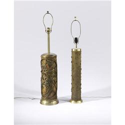 American Modern - Pair of lamps constructed from printing cylinders