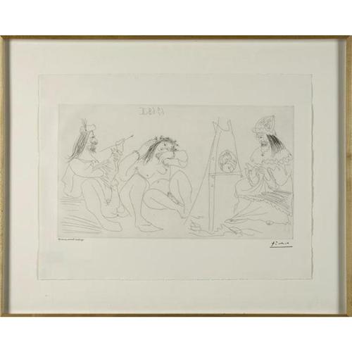 Pablo Picasso - Raphael et la Fornarina VII: Le Pape esta la Assis