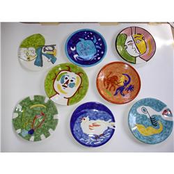 UNKNOWN ARTIST - 6 Mexican colorful chargers.