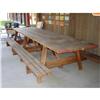Image 1 : UNKNOWN ARTIST - Large wooden picnic table wi