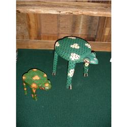 UNKNOWN ARTIST - 2 SMALL frog tables, one gre