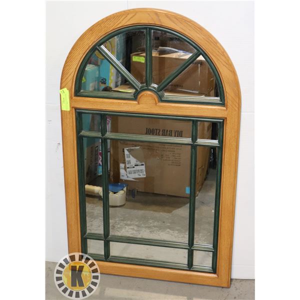 WOOD FRAMED MIRROR APPROX. 36" TALL X 22" WIDE
