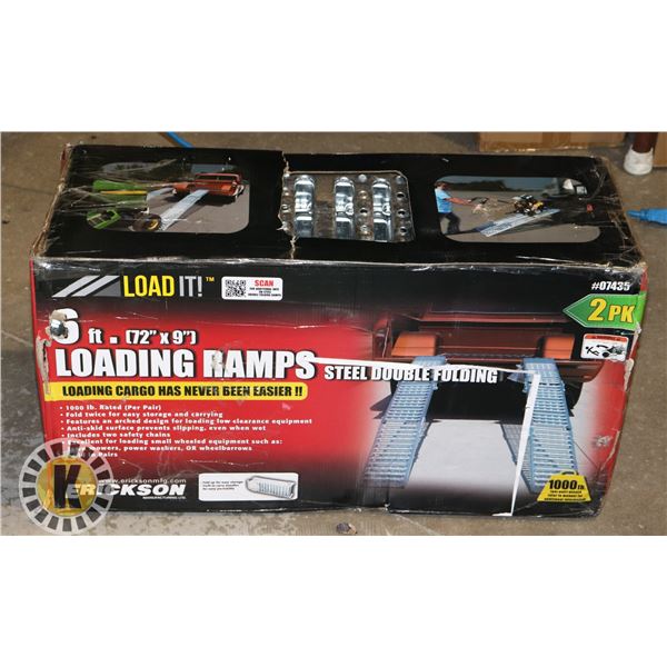 6' LOADING RAMPS, STEEL, DOUBLE FOLDING