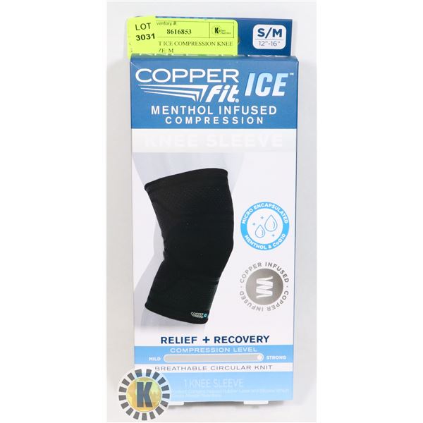 COPPER FIT ICE COMPRESSION KNEE SLEEVE SIZE: M