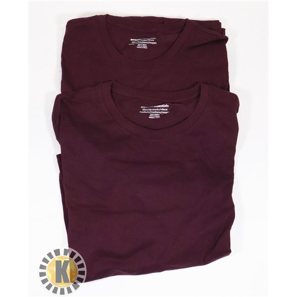 MENS 2 PACK MAROON CREW TEE SIZE M