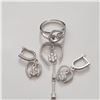 Image 2 : SILVER PENDENT RING AND EARRING CZ  SET (~SIZE 7)