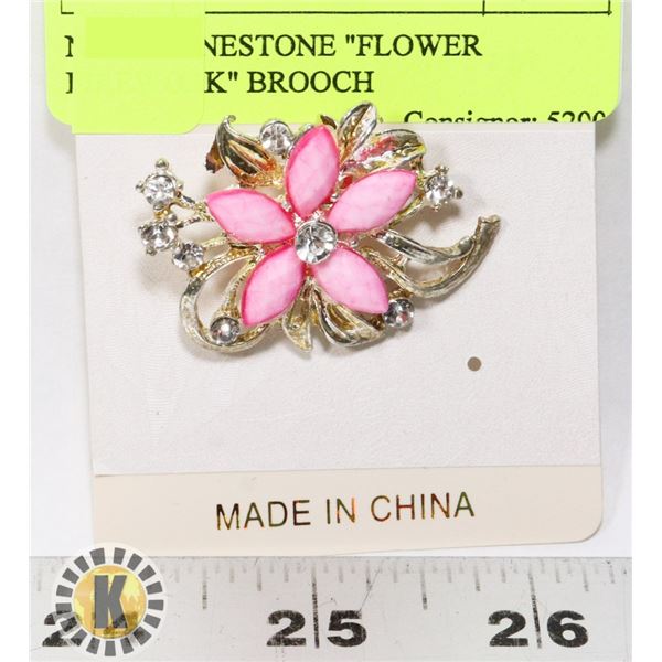 NEW VINTAGE STYLE FLOWER RHINESTONE BROOCH