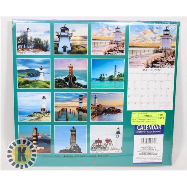 NEW 12 MONTH 2PACK 2022 LIGHTHOUSES CALENDARS