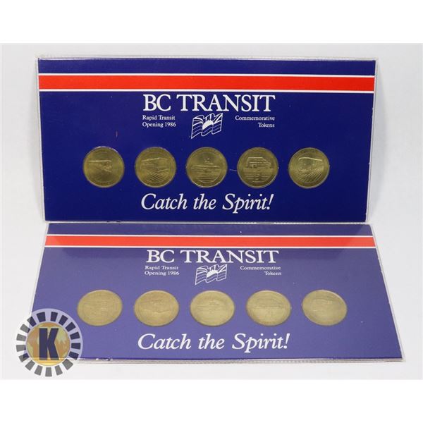x2 BC TRANSIT 5 VARIOUS COMMEMORATIVE TOKENS NEW