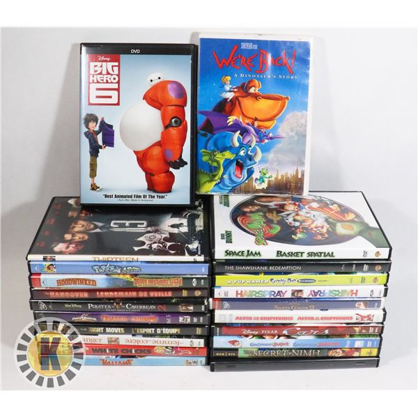 BUNDLE OF ASSORTED DVDS INCLUDING BIG HERO 6,