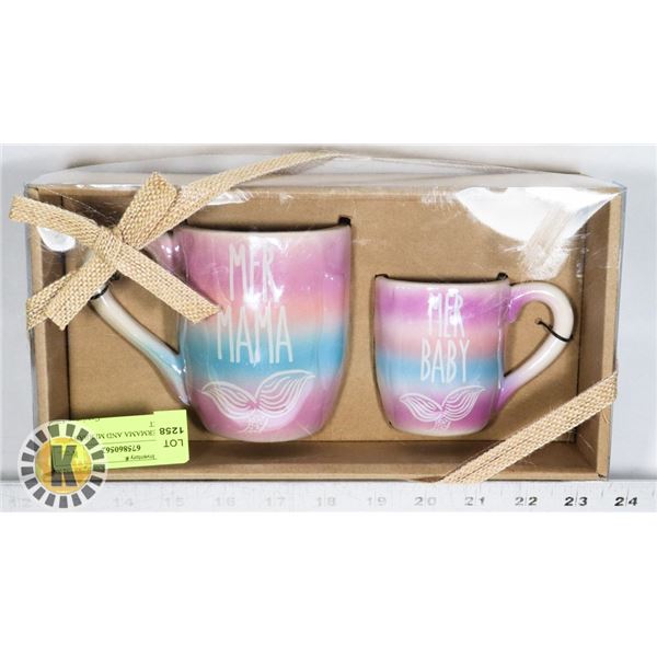 NEW MERMAMA AND MERBABY MUG SET