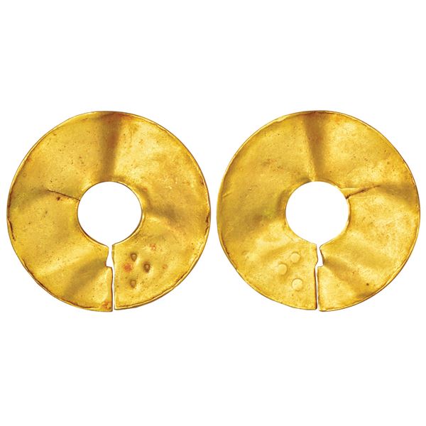 Ancient India: Indus Valley Civilization (c.2500-2000 BC) - gold ornamental diskette, 1.98g.