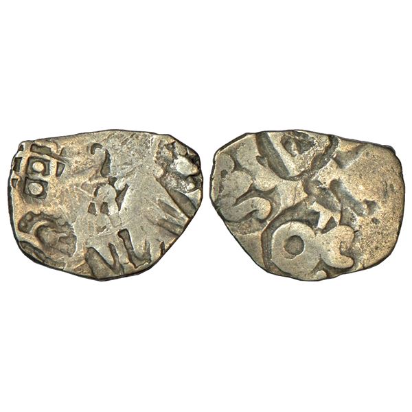 Ancient India: Archaic silver punch-marked coin - light-weight Karshapana, Palia hoard type, 2.68g.