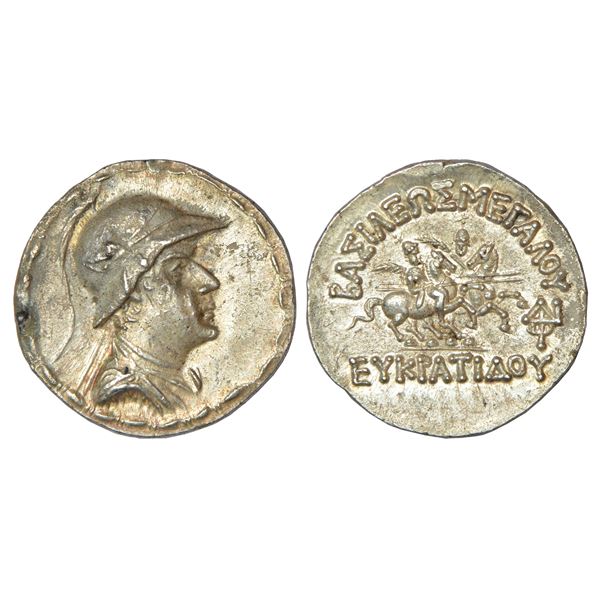 Ancient India: Indo-Greeks, Eucratides (170-145 BC), silver attic standard Tetradrachm, 16.80g.