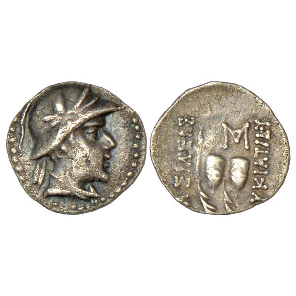 Ancient India: Indo-Greek, Eucratides (170-145 BC), silver obol, BN series 9, 0.65g.