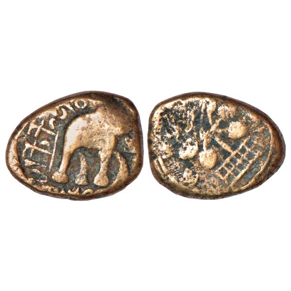 Ancient India: Satavahanas - alloyed copper coin of Kosikiputa Siri Satakani, elephant type, 5.13g.