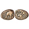 Image 1 : Ancient India: Satavahanas - alloyed copper coin of Kosikiputa Siri Satakani, elephant type, 5.13g.