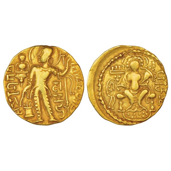 Ancient India: Gupta Empire, gold dinar of Samudra Gupta, 'Standard / Javelin' type, 7.56g.