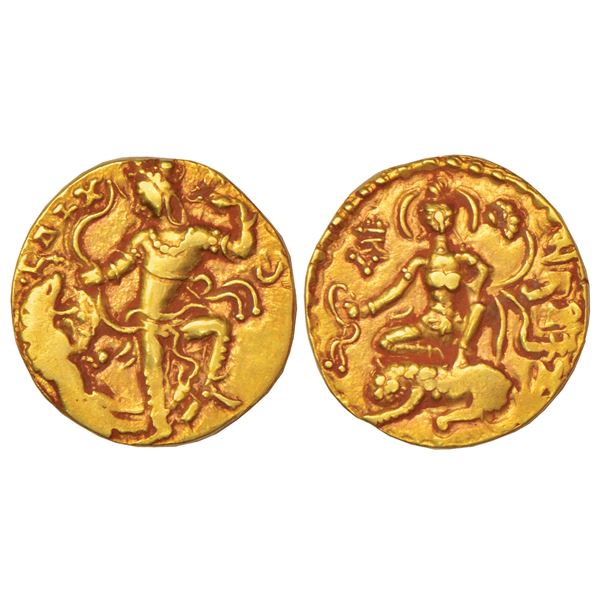 Ancient India: Gupta Empire, gold dinar of Chandra Gupta II (375-415 AD), 'Lion Slayer' type, 7.83g.