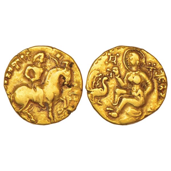 Ancient India: Gupta Empire - gold dinar of Kumara Gupta I (c.415-455 AD), 'Horseman' type, 7.97g.