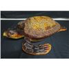 Image 1 : Carved Wooden Honu Turtle, Top Lifts to Reveal a Painting of Tropical Fish & Ocean Life 21"Lx 17"W