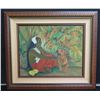 Image 1 : Large Original Oil Painting, 'Talking Story' Signed by Artist Zhou Ling 42"x36", Gallery Price $12K