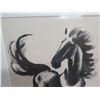Image 2 : Framed Horse, Chinese Woodblock Print w/ Oriental Markings 26"x44" by Artist Xu Bei Hong