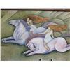 Image 2 : Large Framed 'Journey' Women Riders Oil Painting, Signed Zhou Ling 42"x36"
