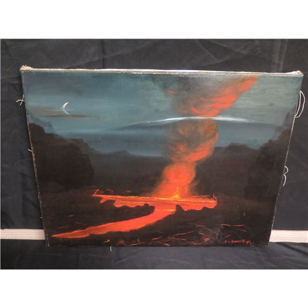 Oil on Canvas, Lava, Signed E.L. Scovell 97, Unframed 24" x 18"