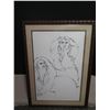 Image 2 : VERY LARGE Framed Ink Drawing, Signed Yvonne Cheng 97, Two Women 52" x 73"