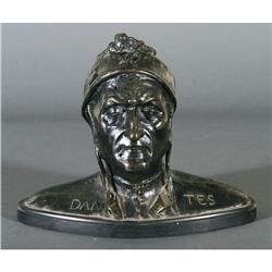 1 BRONZE BUST OF DANTE on a slate plinth 9 1/