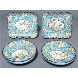 1 GROUP OF 4 LONGWY PIECES, two 10" bowls, pa