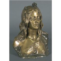 1 LEOPOLD SAVINE Bronze Bust of Ophelia 13" h