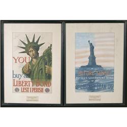 1 PAIR OF WWI BOND POSTERS with images of The