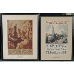 1 PAIR OF WWI BOND POSTERS with images of The