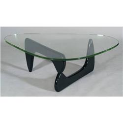 1 NOGUCHI GLASS TOP COFFEE TABLE with ebonise