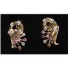 Image 1 : 1 RUBY AND DIAMOND EARRINGS set in 14kt gold