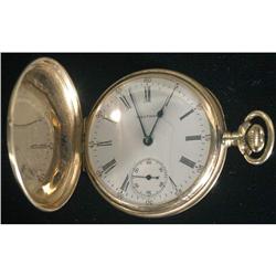 1 WALTHAM HUNTER CASE 14K GOLD POCKET WATCH 4