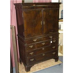 1 WILLIAM & MARY BURL WALNUT CABINET ON CHEST