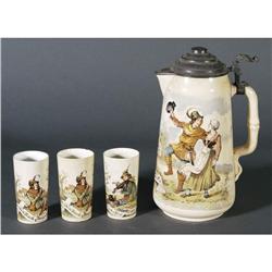 1 METLACH CIDER PITCHER with three tumblers 1