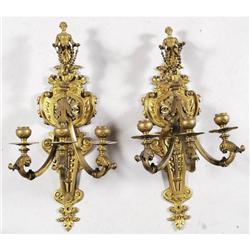 1 PAIR OF FRENCH BRONZE SCONCES 23  high late