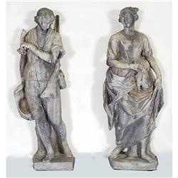 1 PAIR OF LEAD GARDEN FIGURES hunter and hunt