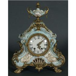 1 GERMAN PORCELAIN MANTLE CLOCK with extensiv