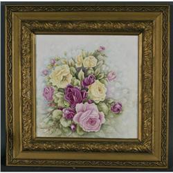 1 LARGE FRAMED LIMOGES PAINTED PORCELAIN PANE