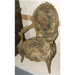 1 FRENCH STYLE GILTWOOD ARMCHAIR circa 1900 P