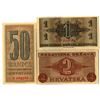 Image 1 : Independent State of Croatia Government Notes, 1942 Issued Banknote Trio