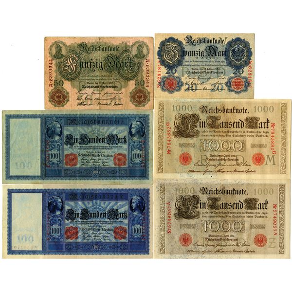 Collection of Reichsbanknotes, 1910-1914