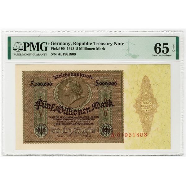 Republic Treasury Note, 1923, Issued Banknote.